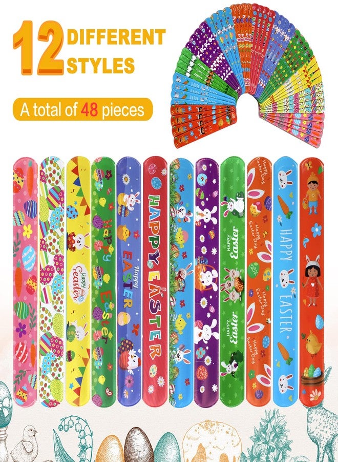 JDSTY 48 PCS Easter Slap Bracelets Toys for Kids Boys Girls Toddlers Easter Basket Stuffers Egg Fillers Gifts Party Favors - Image 3